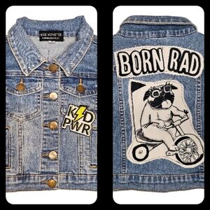Wee Monster “Born Rad / Kid Power” Toddler Kids' Denim Jacket – Size 2 – Unisex